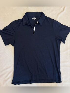 J. Crew Factory Performance Men's Dark Navy Polo with White Trim